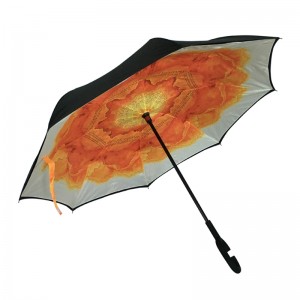 Gegenüberliegender unzerbrechlicher offener und zurückliegender Regenregenschirm