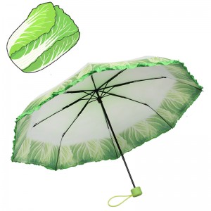 Digitaldruckkohlgemüseregenschirm spezieller einzigartiger Regenschirm 3-fach manueller offener Regenschirm