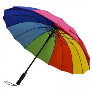 Regenbogenwarengeschenkpongeegewebe 16K gerader automatischer Regenregenschirm