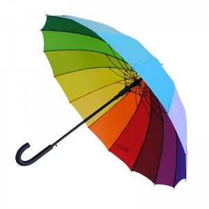 Regenbogen-Firmengeschenke des Rippens 16 Rippenregenschirm des gerippten Regenschirmes mit automatischer geöffneter Funktion