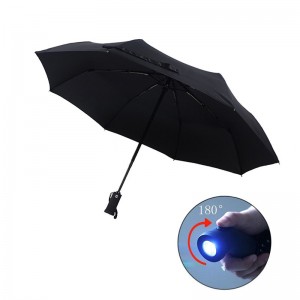 Faltbarer Regenschirm des automatischen Fackel-Handgriff-3 mit LED-Licht