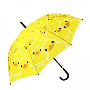 23-Zoll-Pongee-Stoffauto offener Regenschirm des gelben Entenkarikatur-Musters