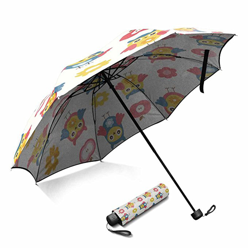 Neuheit Standard Regenschirm Größe benutzerdefinierte Druck Pongee Stoff Handbuch öffnen 3 faltbare Regenschirm
